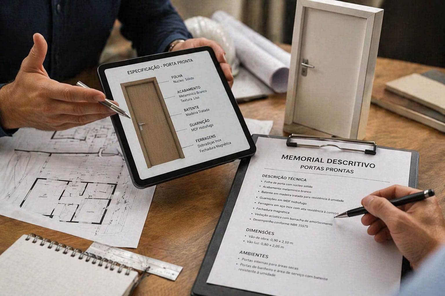 Como descrever porta pronta corretamente no memorial da obra