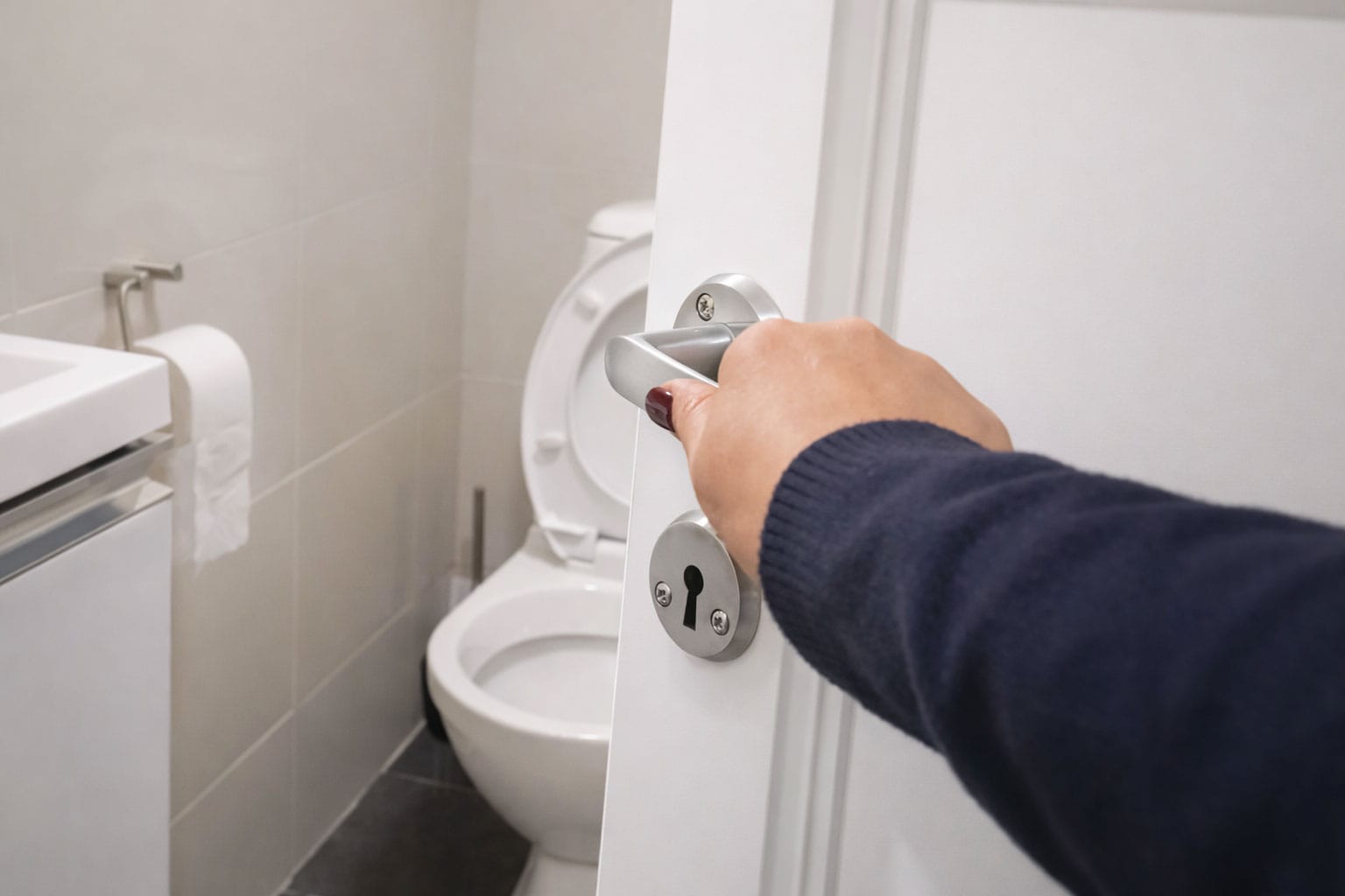 Porta pronta para lavabo e áreas sociais valoriza o acabamento do ambiente
